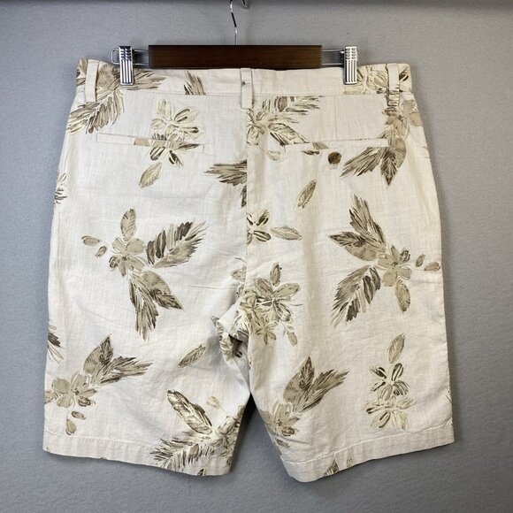 Banana Republic Aidan Shorts Men's 33 Neutral Hawaiian Print Vacation NWT $57 - Picture 8 of 11